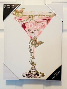 Design District Dior Pink Martini Glass Canvas Wall Art